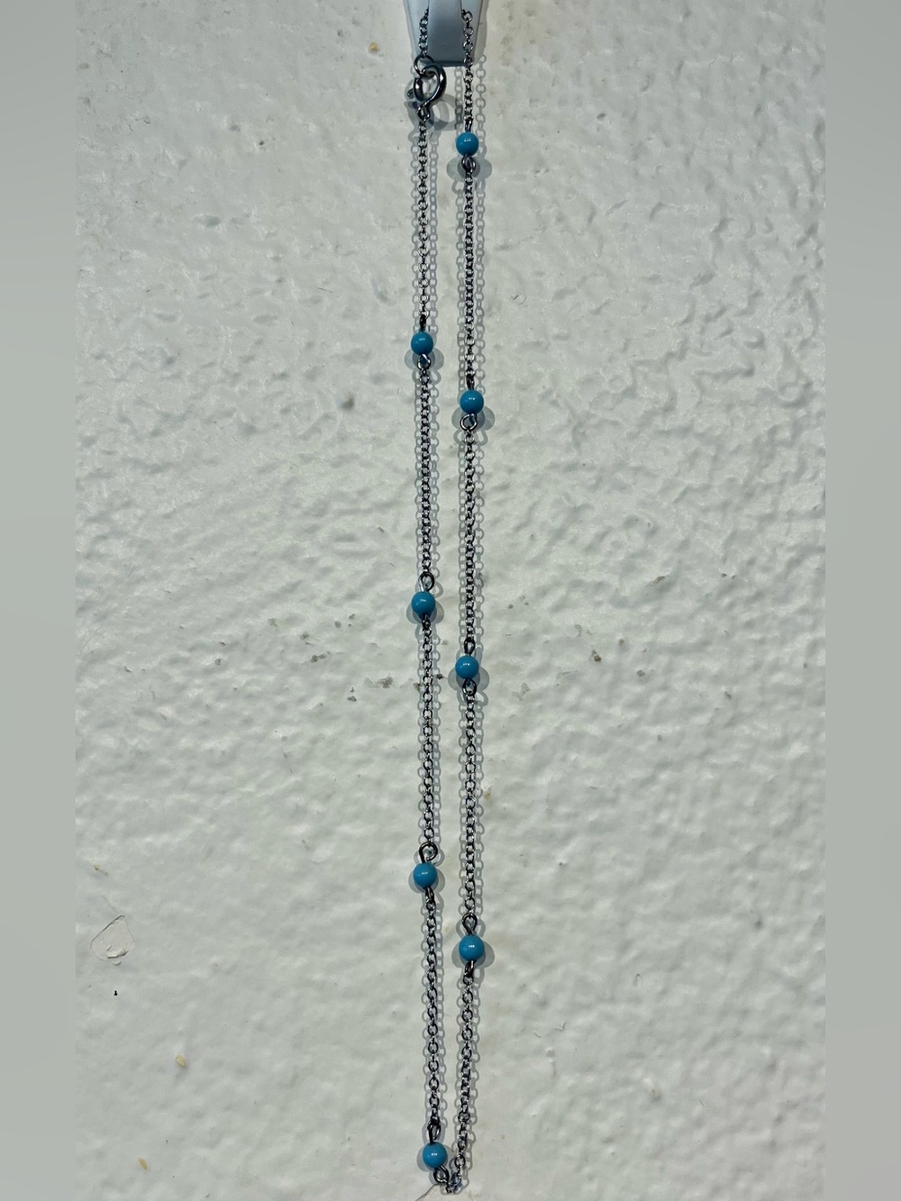 Vintage Y2K Silver Chain Necklace with Blue Bead Accents